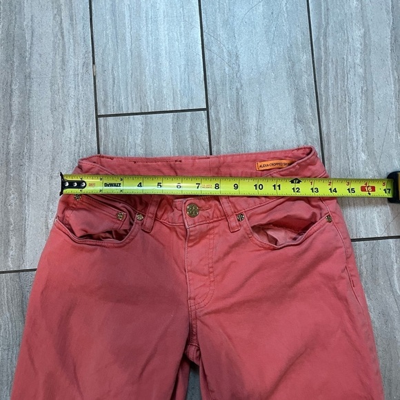 Tory Burch Alexa Cropped Skinny Stretch Jean Pants Sz 27 Coral Orange Capri Pant - Picture 4 of 7